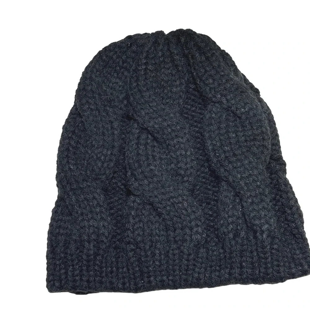 Black Knit Beanie and Fair Isle Gloves‎ Set Winter Warm Cozy